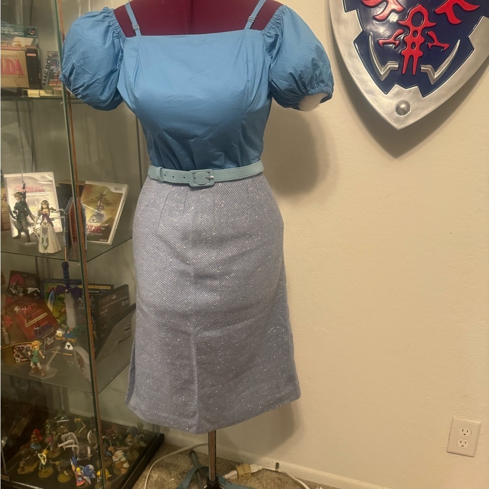 True Vintage 1950s Baby Blue Wool Pencil Skirt – Classic Mid-Century Style